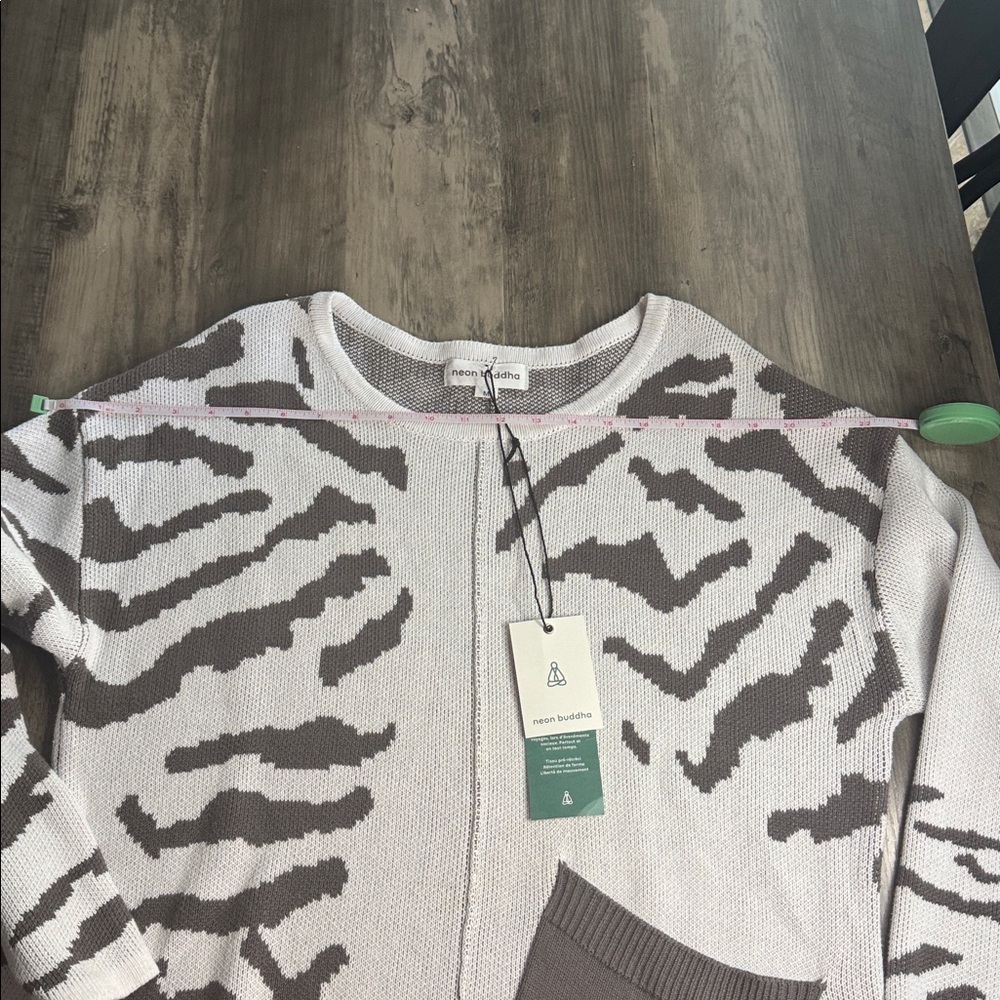 Neon Buddha Gray and White Wild Side Pullover 100% Cotton Sweater - Picture 7 of 10